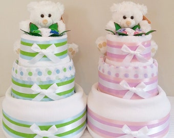 Nappy Cake - 3 Tier Gold - Baby Shower Gift Maternity New Baby Gift Hamper Sydney Melbourne Brisbane Canberra Australia