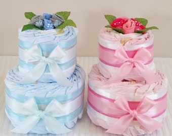 Nappy Cake - 2 Tier Bronze - Baby Shower Gift New Baby Gift Hamper Sydney Melbourne Brisbane Canberra Australia