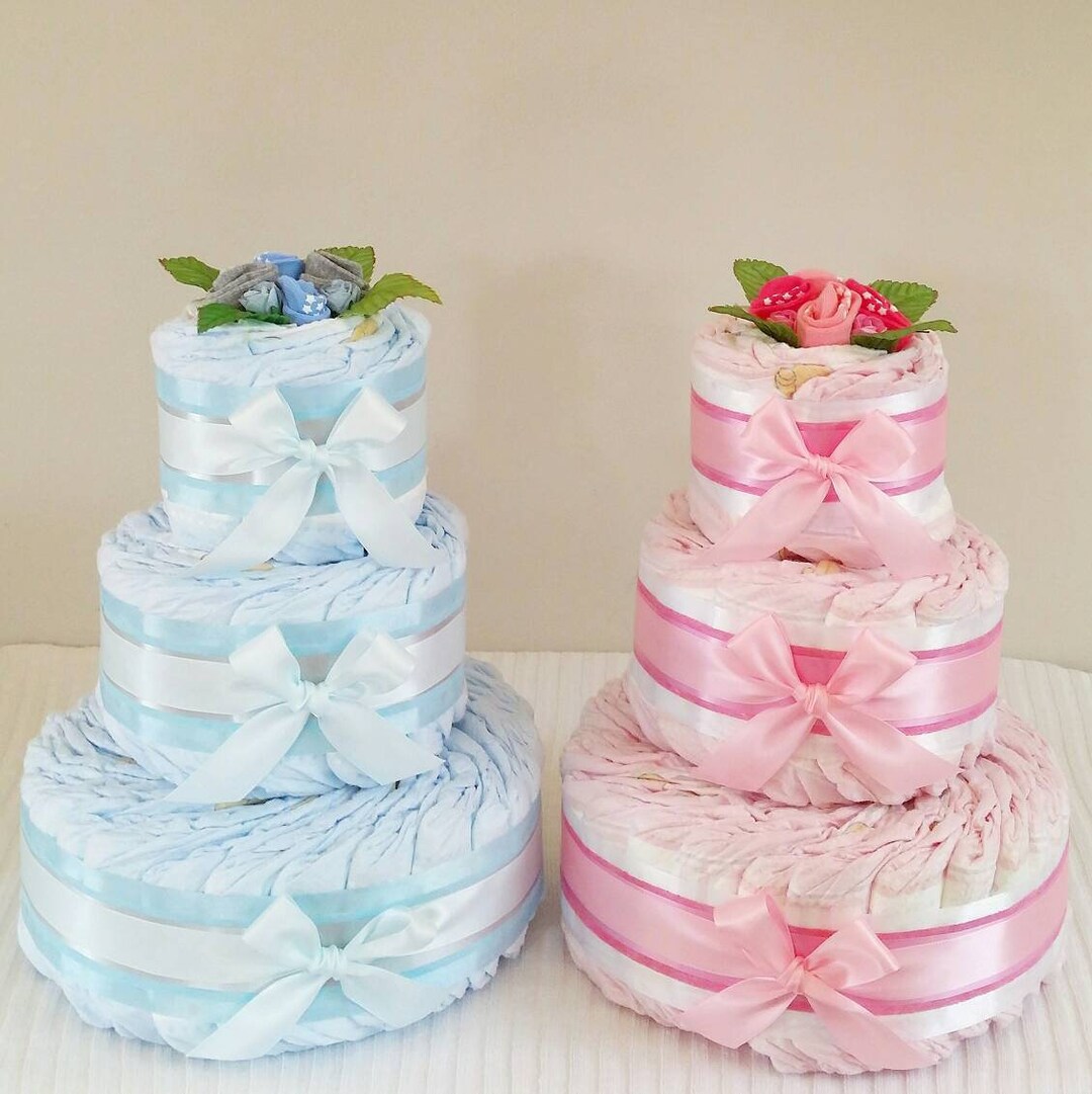 Nappy Cake 3 Tier Bronze Baby Shower Gift Maternity New Baby Gift
