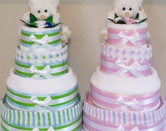 Nappy Cake - 4 Tier Gold - Baby Shower Gift Maternity New Baby Gift Hamper Sydney Melbourne Brisbane Canberra Australia