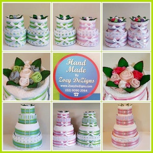 Nappy Cake 4 Tier Silver Baby Shower Gift Maternity New Baby Gift Hamper Sydney Melbourne Brisbane Canberra Australia image 10