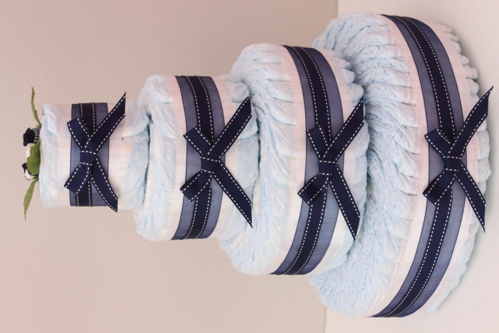 Nappy Cake 4 Tier Bronze Baby Shower Gift Maternity New Baby Gift