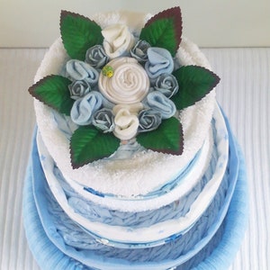 Nappy Cake 4 Tier Silver Baby Shower Gift Maternity New Baby Gift Hamper Sydney Melbourne Brisbane Canberra Australia image 5