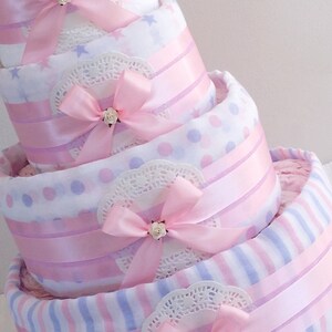 Nappy Cake 4 Tier Silver Baby Shower Gift Maternity New Baby Gift Hamper Sydney Melbourne Brisbane Canberra Australia image 3