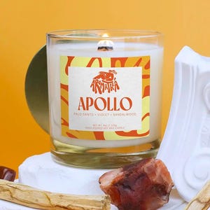 Apollo Candle: Palo Santo, Violet, Sandalwood - Greek God Altar Candle