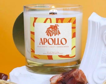 Apollo Candle: Palo Santo, Violet, Sandalwood - Greek God Altar Candle