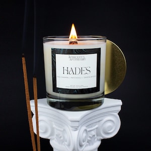 Hades Candle: Nag Champa, Patchouli, and Sandalwood Hand Poured Wood Wick Altar Candle