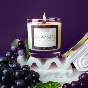 Dionysus Candle: Red & Black Currant, Lemon Peel, Jasmine - Greek God Altar Candle