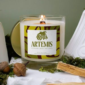 Artemis Candle: Petrichor, Rain-Soaked Woods Scent - Greek Goddess Altar Candle