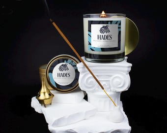 Hades Candle: Nag Champa, Patchouli, and Sandalwood - Greek God Altar Candle