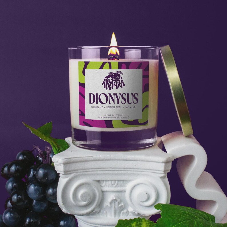 Dionysus Candle: Red & Black Currant, Lemon Peel, Jasmine - Greek God Altar Candle image 2