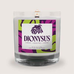 Dionysus Candle: Red & Black Currant, Lemon Peel, Jasmine - Greek God Altar Candle 8 oz