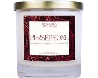Persephone Candle | Pomegranate Sandalwood | Hand Poured Scented X Wood Wick Soy Candle | Persephone Greek Goddess Candle | Altar Candle