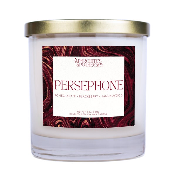 Persephone Candle | Pomegranate Sandalwood | Hand Poured Scented X Wood Wick Soy Candle | Persephone Greek Goddess Candle | Altar Candle