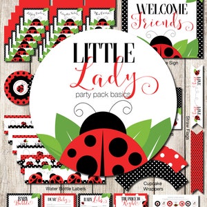 Zestaw na imprezę Ladybug, materiały do druku Ladybug, impreza do druku, materiały do druku Shower, pakiet na imprezę, dekoracje Ladybug, mała dama, DIGITAL L5