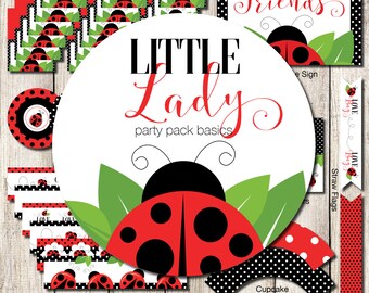 Ladybug Party Pack Kit, Ladybug Printables, Printable Party, Shower Printables, Party Package, Ladybug Decorations, Little Lady, DIGITAL