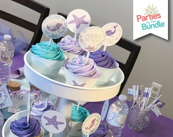 Little Mermaid Birthday Party Napkin Rings Aqua Girl 1st Etsy