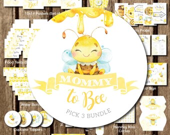 Paquete de fiesta de abejas, Mommy To Bee, kit de decoración, Baby To Bee, baby shower de primavera, kit de baby shower, Mom To Bee, kit de paquete de fiesta, DIGITAL B28