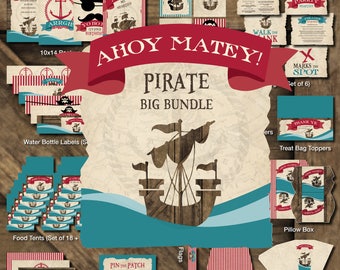Pirate Printable Party, Pirate Birthday Printables, Pirate Birthday Decorations, Pirate Party Kit, Pirate Boy Birthday, Pirate Theme Party