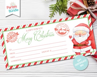 Printable Christmas Gift Certificate, Santa Gift Voucher, Gift Card, Christmas Eve Box, Gift Coupon, Stocking Stuffer, INSTANT DOWNLOAD