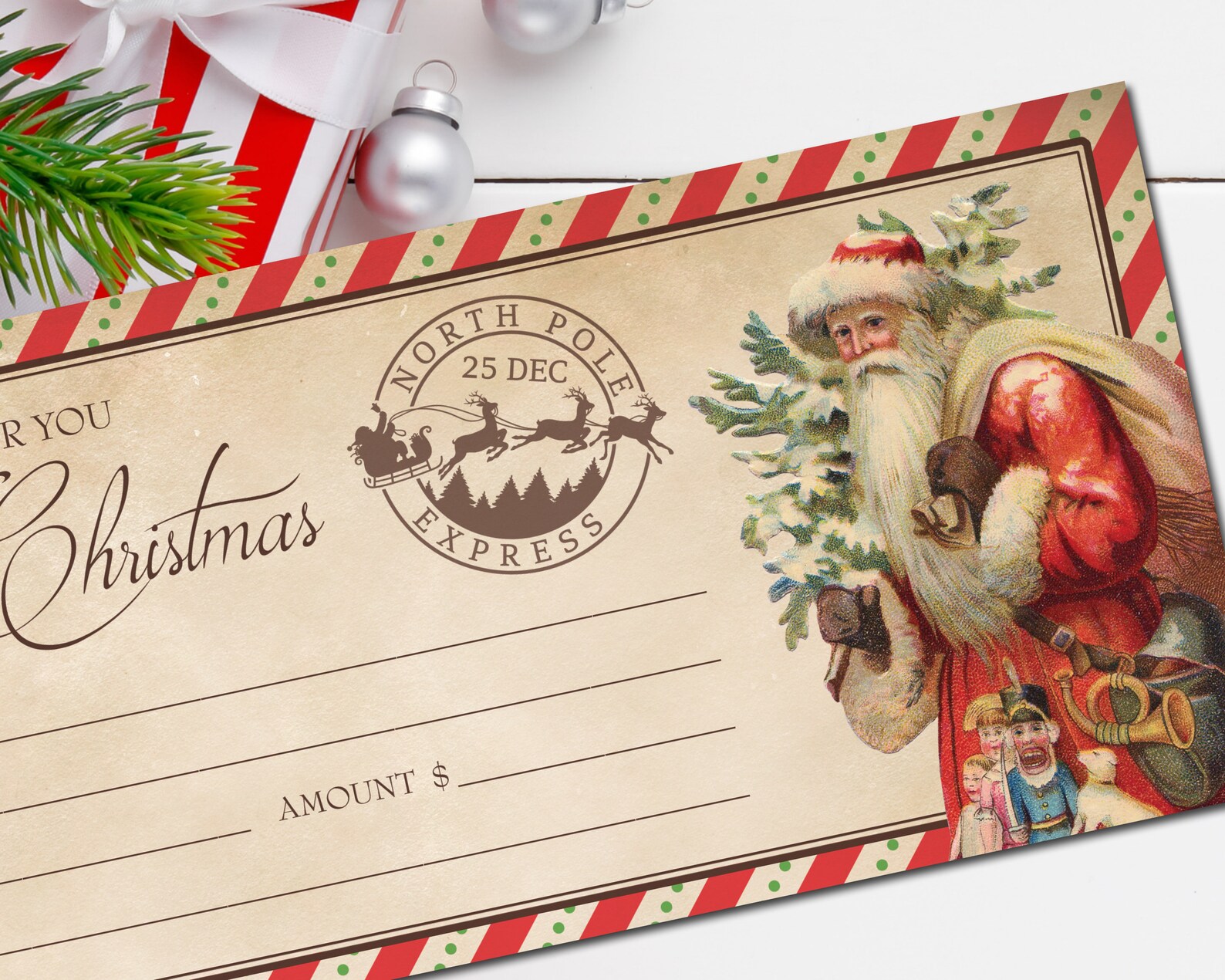 Printable Christmas Gift Certificate Santa Gift Voucher Gift - Etsy