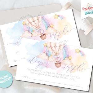 Diaper Raffle Ticket, Regenbogen Einhorn Baby Shower, druckbare Windel Raffle Insert, Diaper Raffle Karte, druckbare Einlage, SOFORTIGER DOWNLOAD