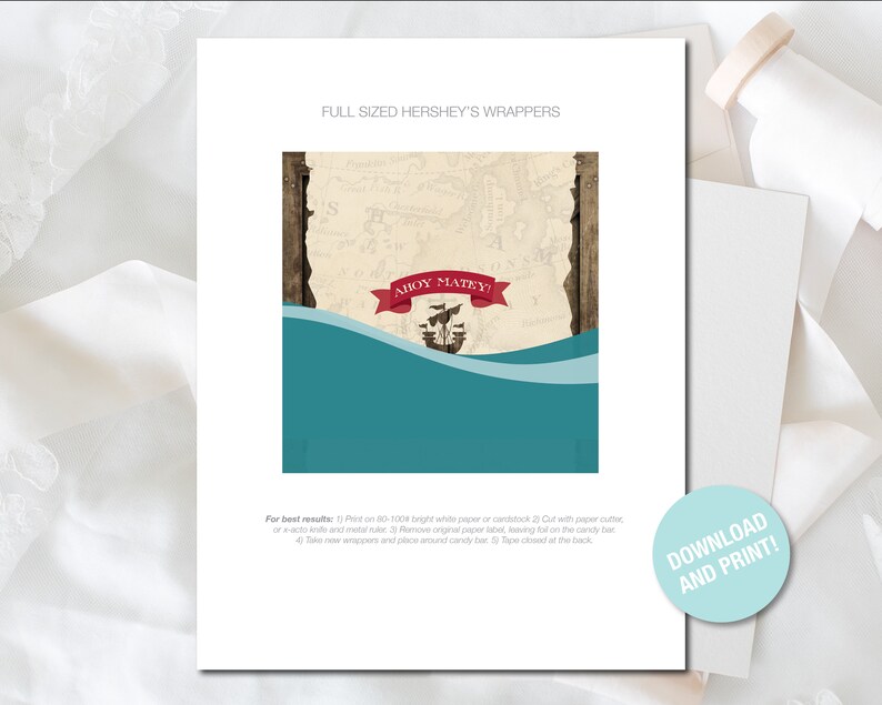 Treasure Wrapper Pirate Birthday Full Sized Candy Bar Wrapper, Pirate Party Printable ...