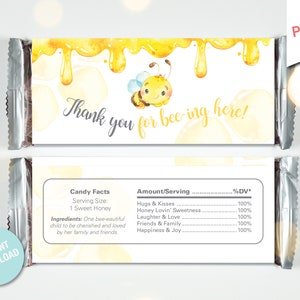 Bee Candy Bar Wrapper, Party Printable, Bee Birthday Candy Bar Label, Bee Day Party Favor, INSTANT DOWNLOAD B2