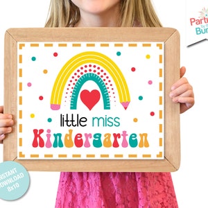 First Day of School Sign | Little Miss Kindergarten Photo Prop | Back to School Chalkboard Sign for Girl | INSTANT DOWNLOAD BS1