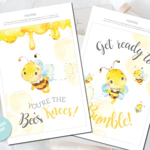 Bee-day Birthday Party Decorations, Bee Decor, Poster Set, Wall Art ...