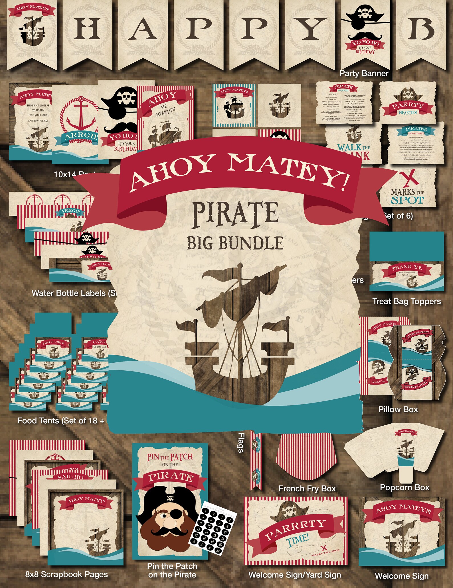 Pirate Printable Party Pirate Birthday Printables Pirate | Etsy