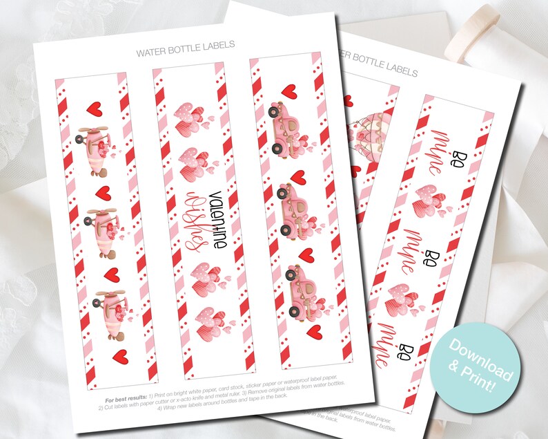 Valentine Water Bottle Labels, Printable Water Bottle Wrappers, Valentine Party Favors, Sweetest Day Printables, INSTANT DOWNLOAD, DIGITAL image 6