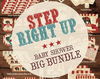 Circus Printable Shower, Circus Baby Shower Decor, Circus Decorations, Carnival Printable Shower, Circus Printable Package, DIGITAL FILES