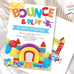 Bounce House Birthday Invitation Bounce and Play Trampoline Park Jump Party Invite Bouncing Castle Birthday Party Bounce Jump & Play Invite