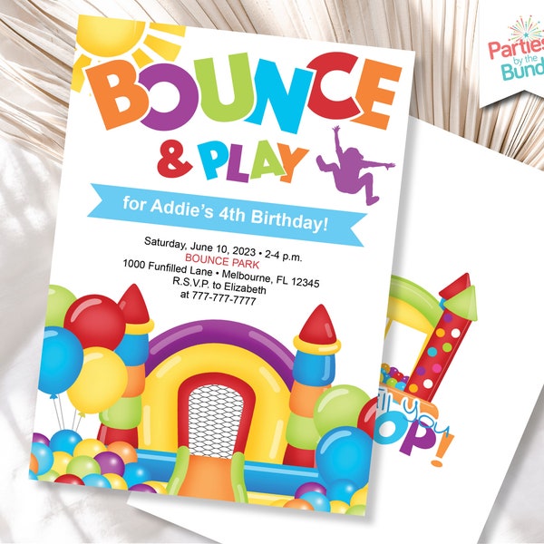 Bounce House Birthday Invitation Bounce and Play Trampoline Park Jump Party Invite Bouncing Castle Birthday Party Bounce Jump & Play Invite