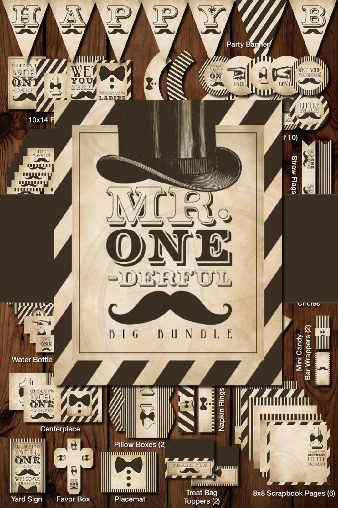 Mr Onederful Printable Birthday Party, Little Man Party Printables ...