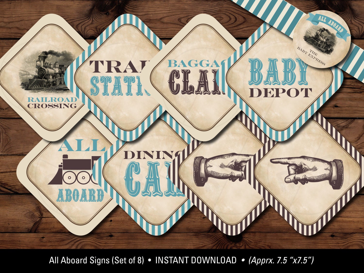 Train Baby Shower Signs All Aboard Party Printables