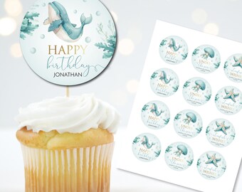 Editable Under the Sea Cupcake Toppers: Ocean Birthday Decor (Corjl Template)  S2
