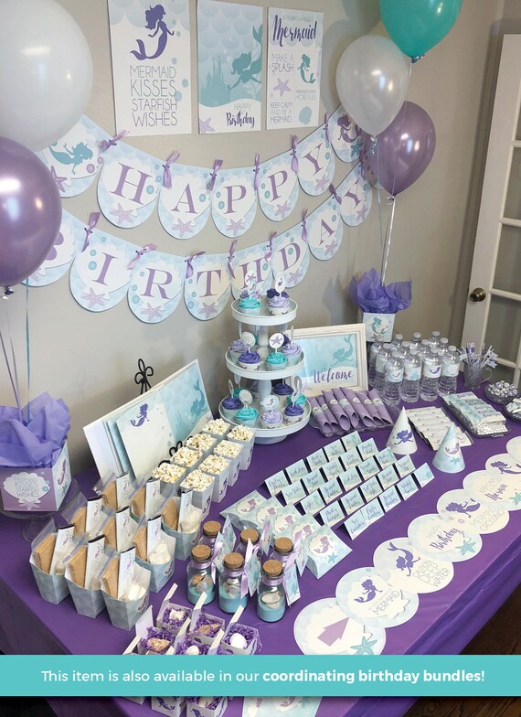 Little Mermaid Birthday Party Banner Mermaid Decor Birthday Etsy