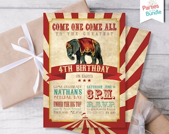 Vintage Circus Birthday Party Invitation, Carnival Birthday Party Invite, Greatest Showman Birthday, Carnival Theme Party #003 C2
