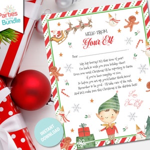 Carta de chegada do elfo, estou de volta, correio do Pólo Norte, carta de retorno do elfo, olá do seu menino elfo, carta do elfo de Natal, DOWNLOAD INSTANTÂNEO