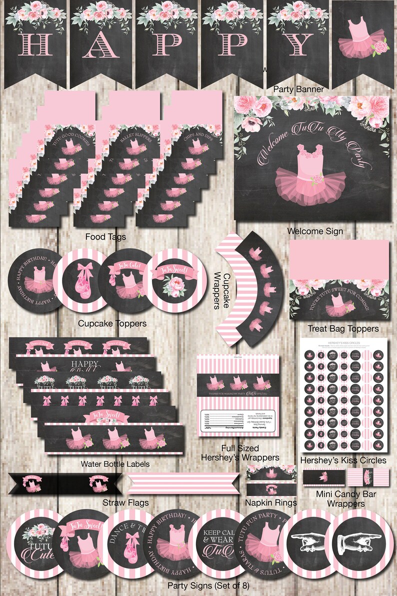 Ballerina Printable Party Tutu Cute Birthday Pink Tutu Party - Etsy