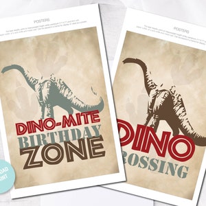 Dinosaur Birthday Party Decorations, Dinosaur Printables, Poster Set ...