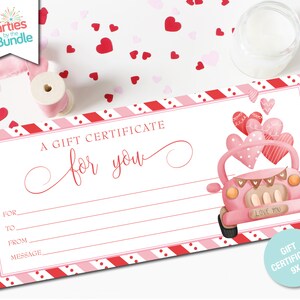 Printable Valentine's Day Gift Certificate, Valentine's Gift Voucher, Gift Card, Gift Coupon ...
