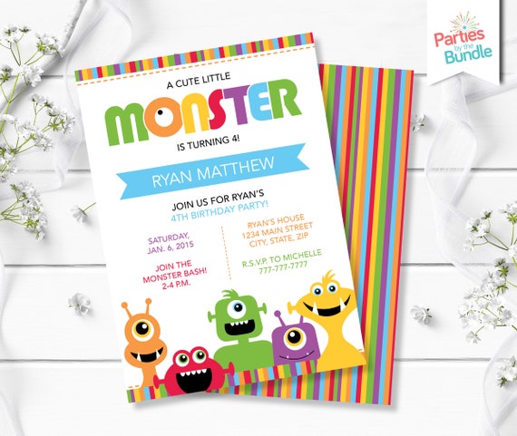 Monster Birthday Party Invitation Little Monster Invite Etsy 日本