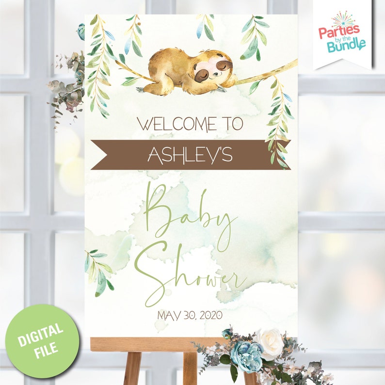 sloth baby shower decorations