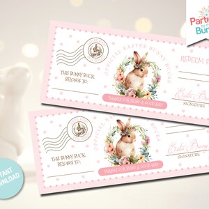 Printable Easter Bunny Bucks Easter Coupons Easter Egg Filler Easter Egg Stuffers  Kids Reward Coupons Easter Activity INSTANT DOWNLOAD