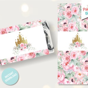 Pink Princess Baby Shower Mini Candy Bar Wrappers Once Upon a Time Printable Shower Candy Wrapper Shower Favors INSTANT DOWNLOAD PF1