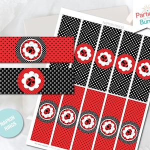Ladybug Napkin Rings, Little lady Napkin Rings, Ladybug Baby Shower Printables, Ladybug Birthday Printables, Little Lady Printables L5
