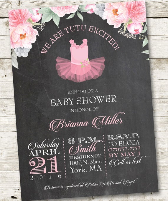 Pink Tutu Baby Shower Invitation Tutu Baby Invite Baby Girl Etsy
